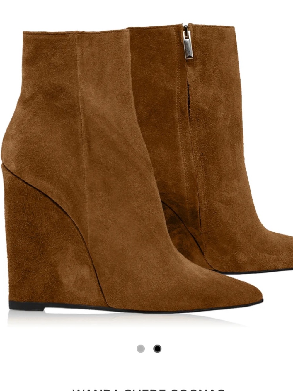 Suede Wedge Ankle Boots in Cognac. BNNW